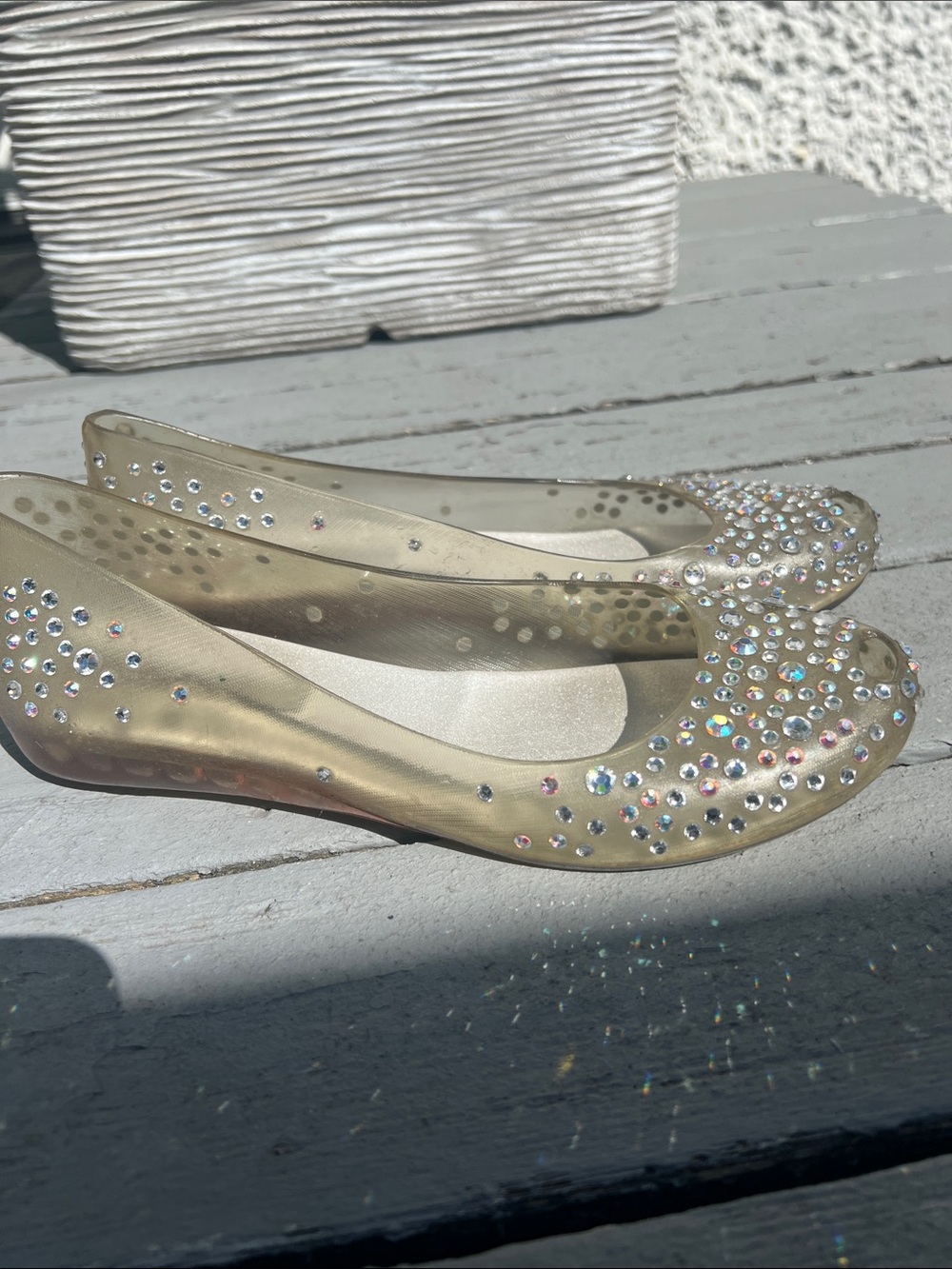 Mellisa couture swarovski crystalEmbellished Gold Ballet Flats - Women